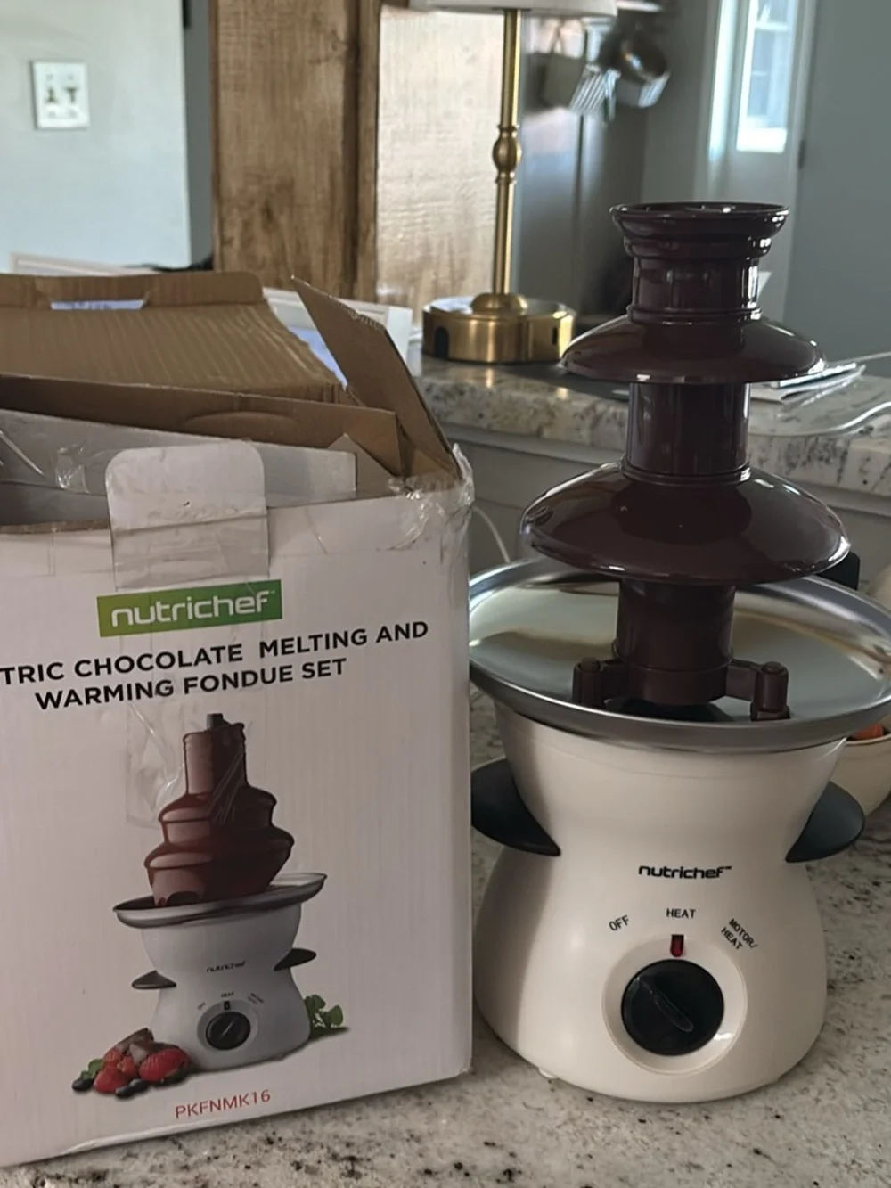 White Chocolate Fountain with Brown Tiers - 3-Tier Dessert Server
